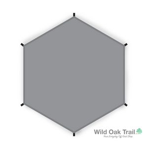 Photo of the Catoma Falcon Groundsheet tent in a white background with Wild Oak Trail logo on the lower right side.