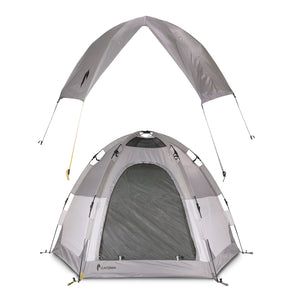 Photo of the front view of the Catoma Sable tent in a white background with detachable roof at the top.