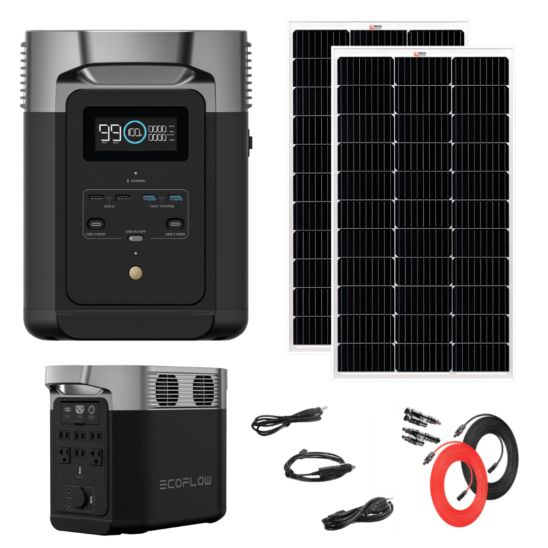EcoFlow DELTA 2 + 2 100 Watt 12V Portable Rigid Solar Panel - Wild