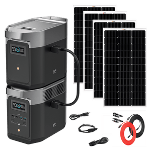 EcoFlow DELTA 2 + DELTA 2 Smart Extra Battery + 4 100 Watt 12V Portable Rigid Solar Panel