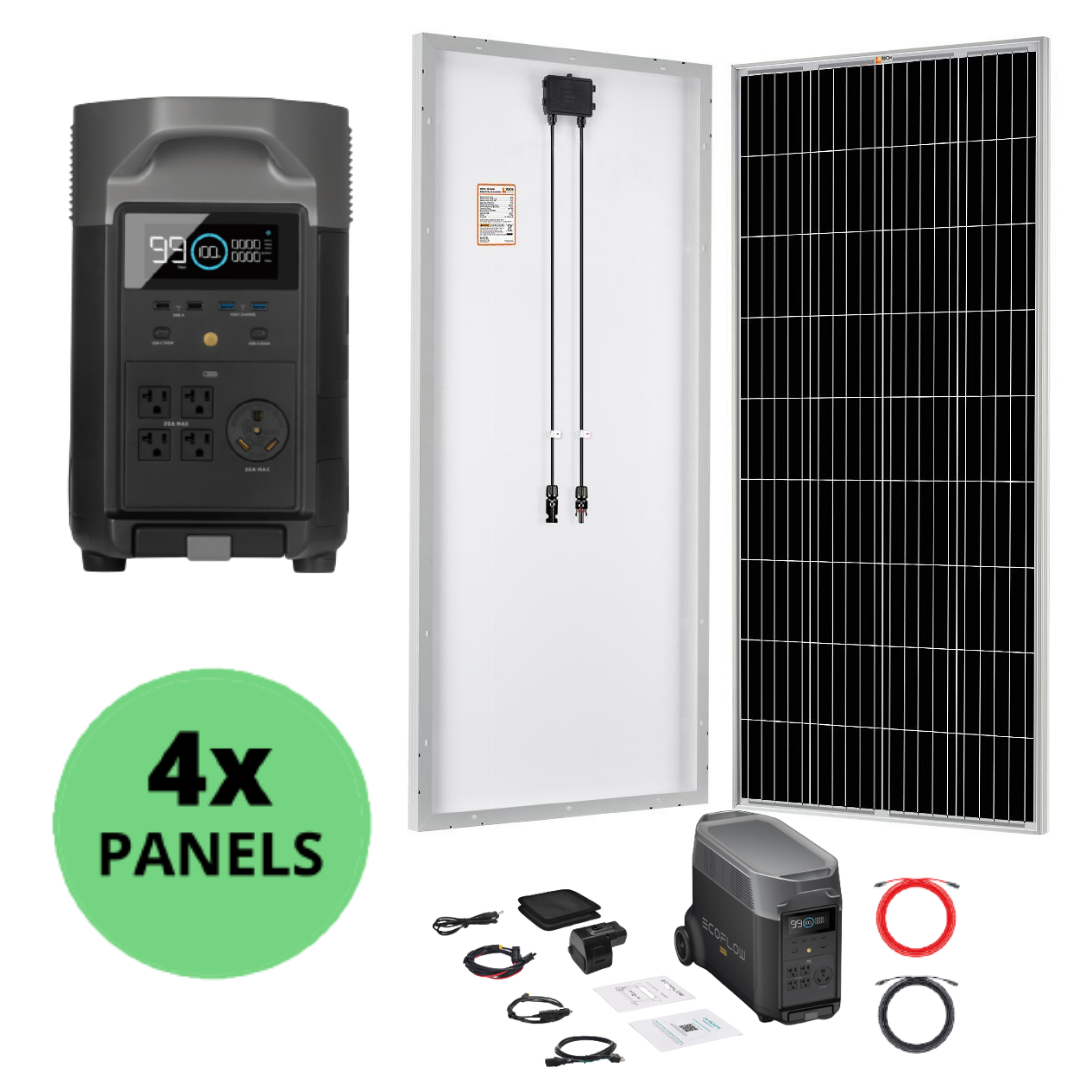 EcoFlow DELTA Pro with 800w 12v Solar Panel Bundle(200w Solar Panels)