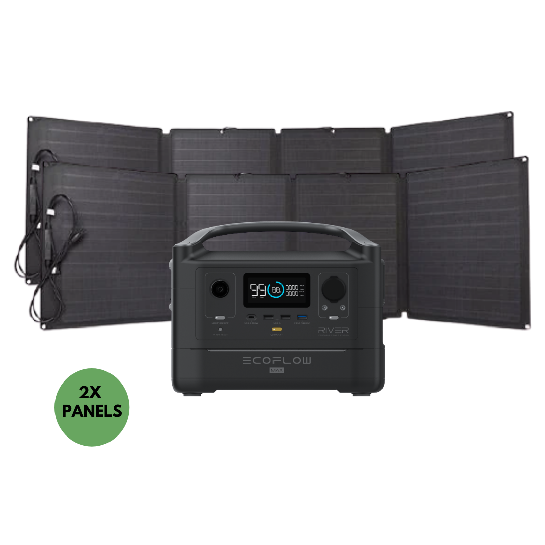 EcoFlow RIVER MAX PORTABLE POWER STATION + 2x 110W SOLAR PANEL