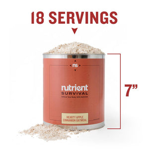 Nutrient Survival - Hearty Apple Cinnamon Oatmeal Container Specs