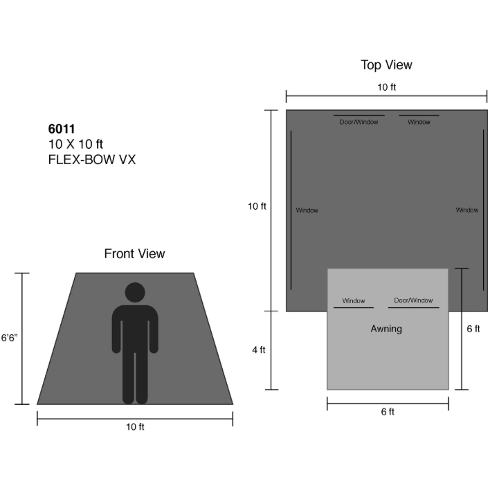 Kodiak Canvas - 10 x 10 ft. Flex-Bow VX Tent-Tent-Kodiak Canvas features with 6&#39;6 height and 10ft tall