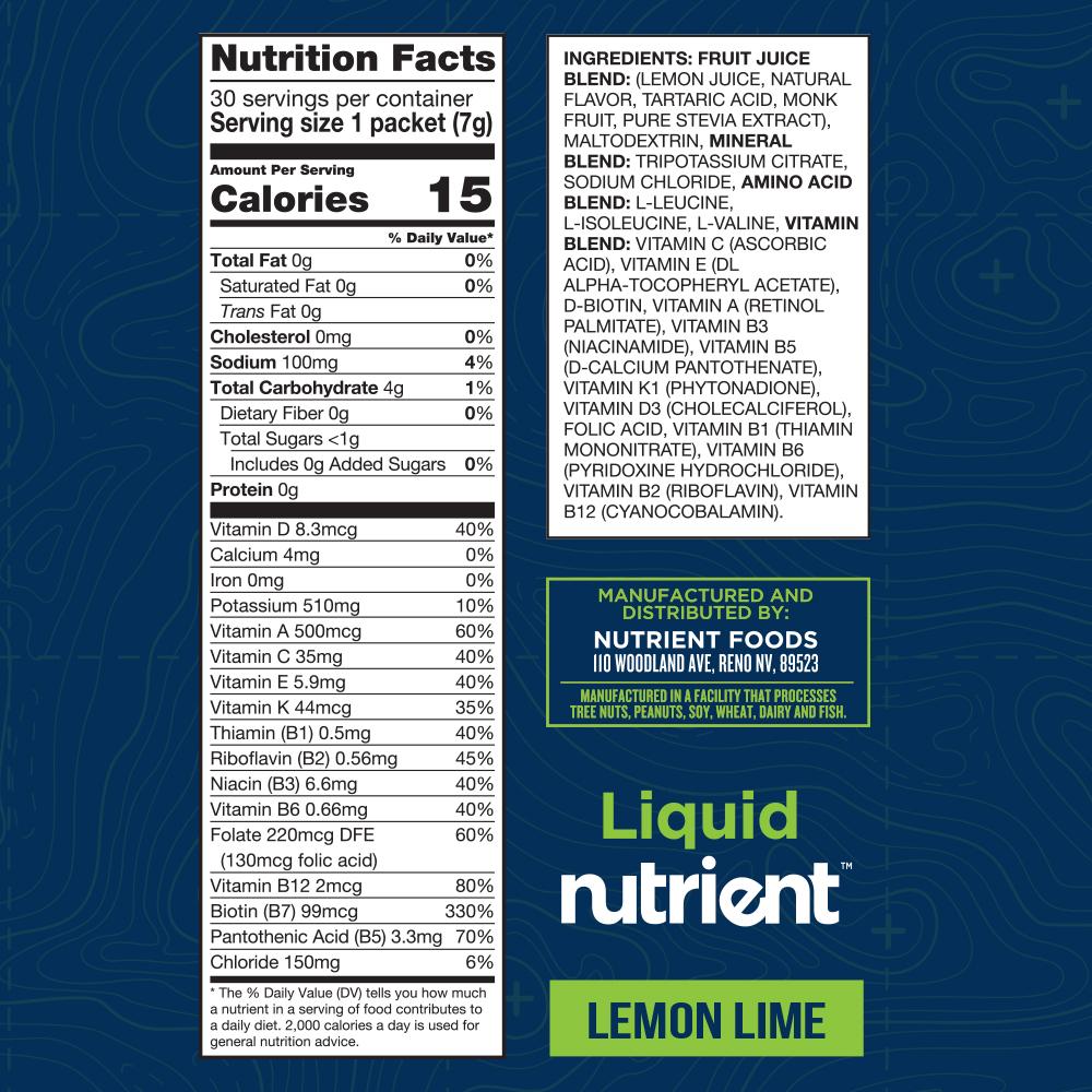 Nutrient Survival - Liquid Nutrient Nutrition Facts