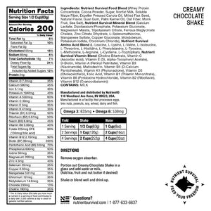 Nutrient Survival - Creamy Chocolate Shake - 6 Cans