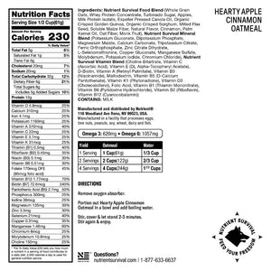 Nutrient Survival - Hearty Apple Cinnamon Oatmeal - 6 Cans