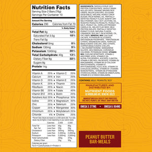 Nutrient Survival - Peanut Butter Bar - Meals Nutrition Facts