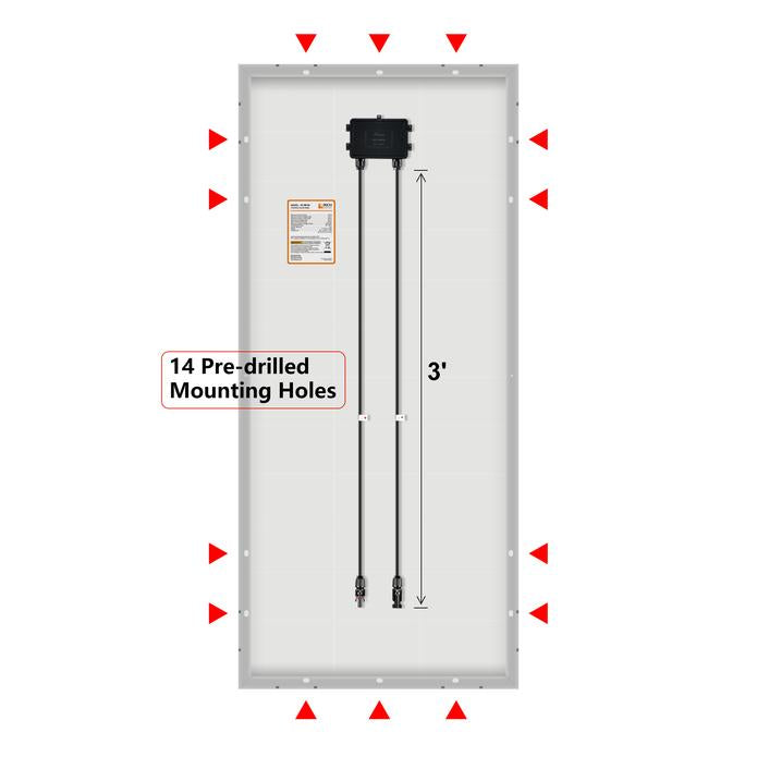 Photo of Rich Solar - 100 Watt Mono Solar Panel with 14 pre drilled Mounting Holes.