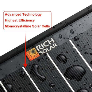 Photo of Rich Solar - 100 Watt Mono Solar Panel Black with Advanced Technology, Highest Efficiency, Monocrystalline Solar Cells.