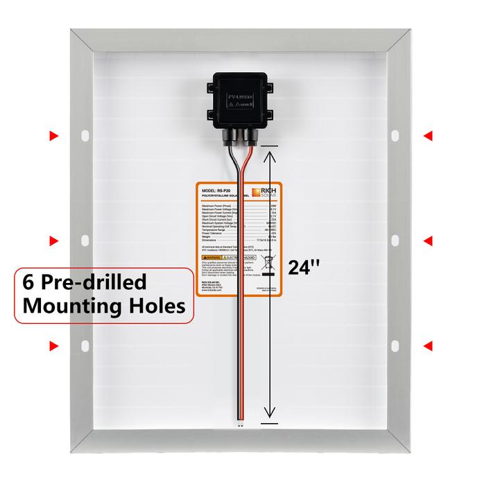 Rich Solar - 20 Watt 12V Poly Solar Panel