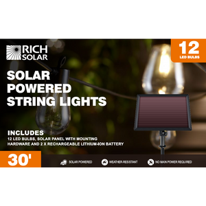 Rich Solar - Solar Powered String Lights 12 LED Bulbs