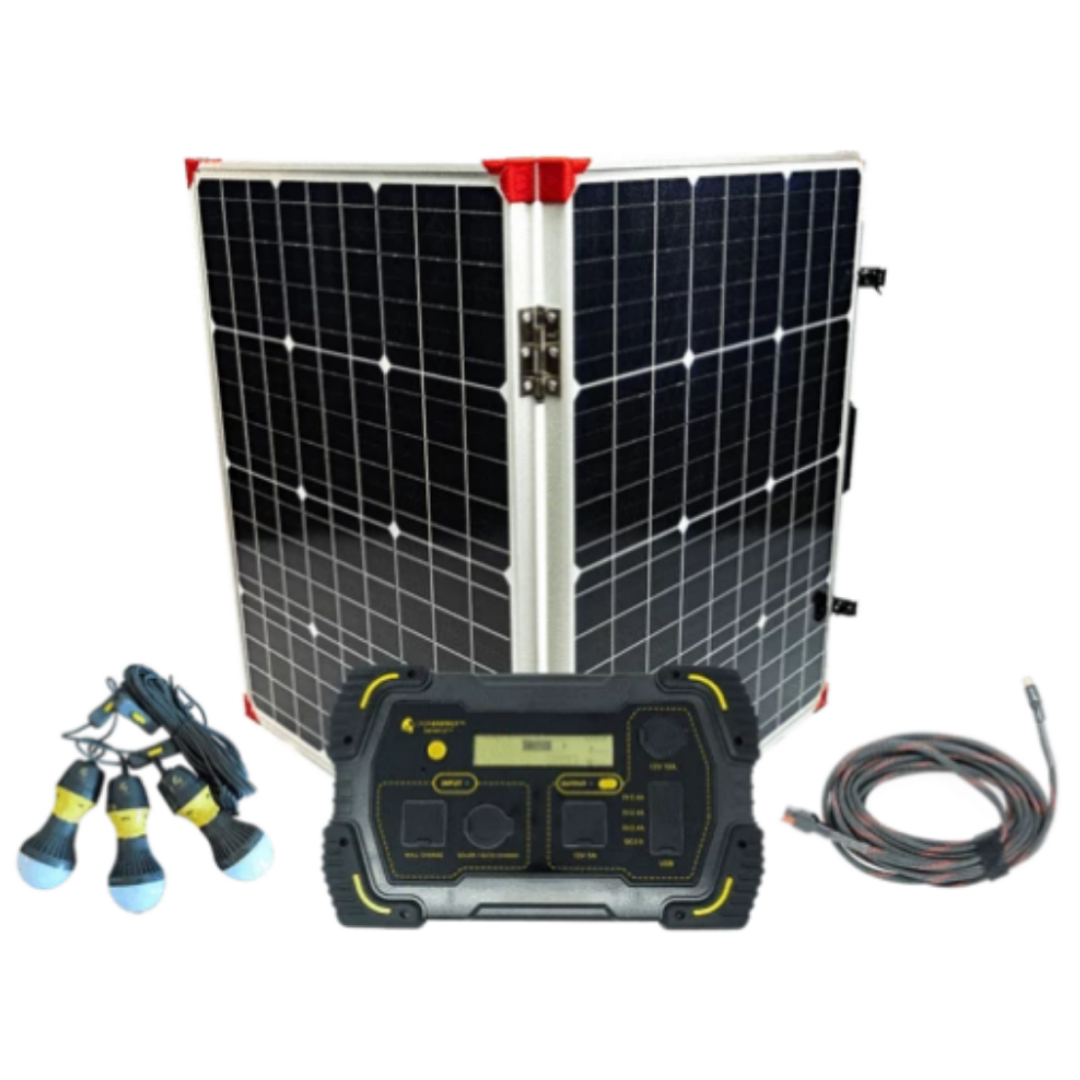 Picture of 1 x Lion Safari LT 1 x 100 Watt Folding Solar Panel 1 x 25&#39; Anderson Cable 1 x 3 Light Bulb String