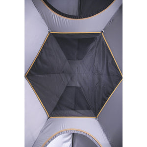 Photo of the top view of the Catoma Eagle tent in a white background.