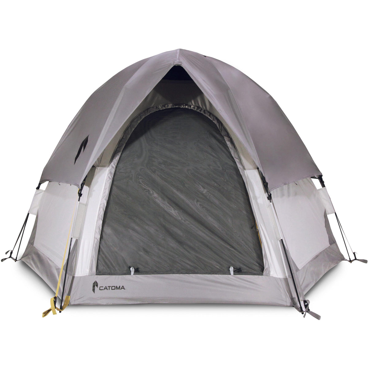 Photo of the front view of the Catoma Raven tent in a white background.