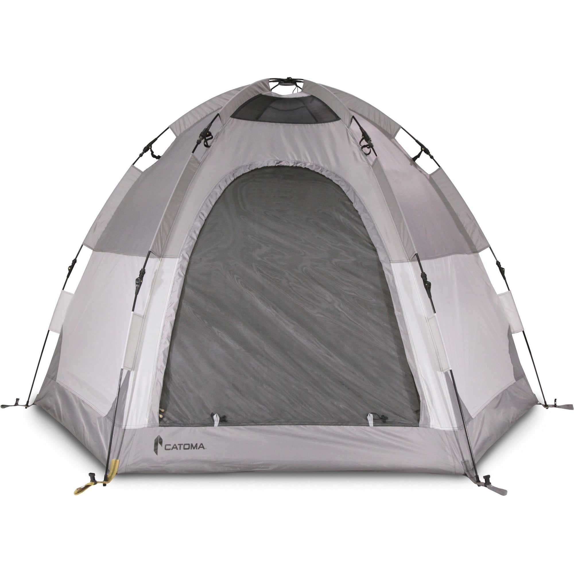 Photo of the front view of the Catoma Raven tent in a white background.