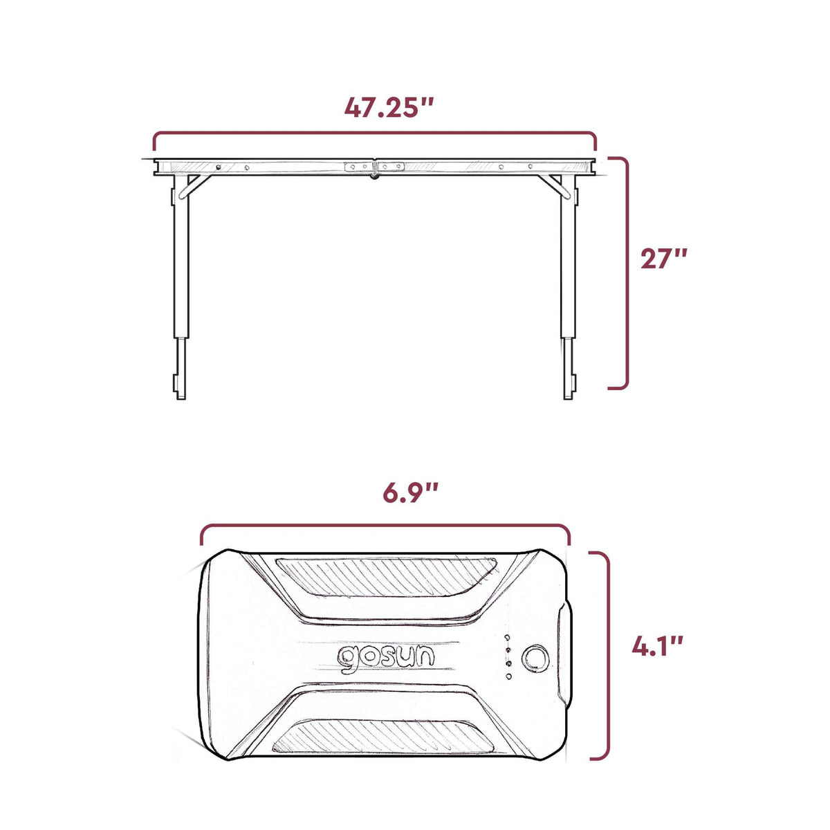 SolarTable 60 Portable 60W Solar Table dimension