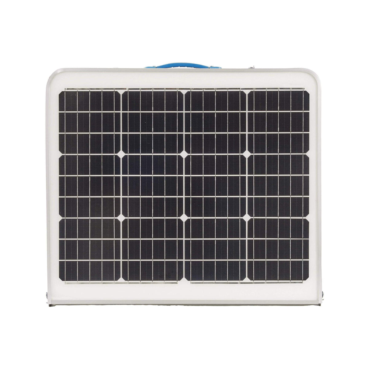SolarTable 60 Portable 60W Solar Table folded front view with handle