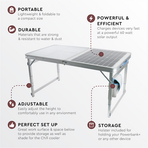 SolarTable 60 Portable 60W Solar Table with features